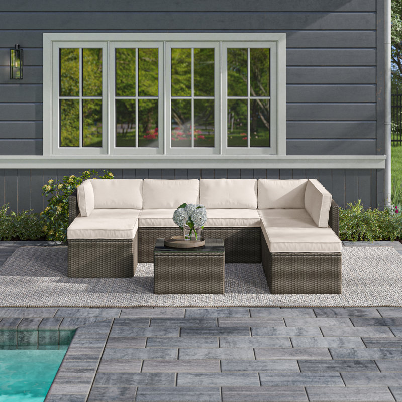 Sol 72 Outdoor™ Worksop 8 Piece Rattan Sectional Seating Group with